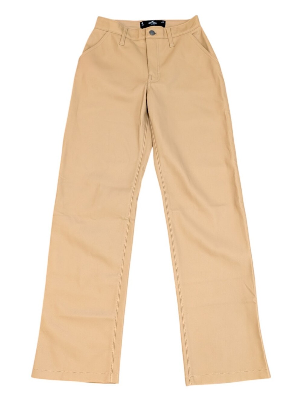 Hollister W25 High Rise Tan Faux Leather Straight Leg Pants